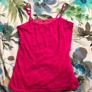 Grane L Juniors Pink Lace Tank